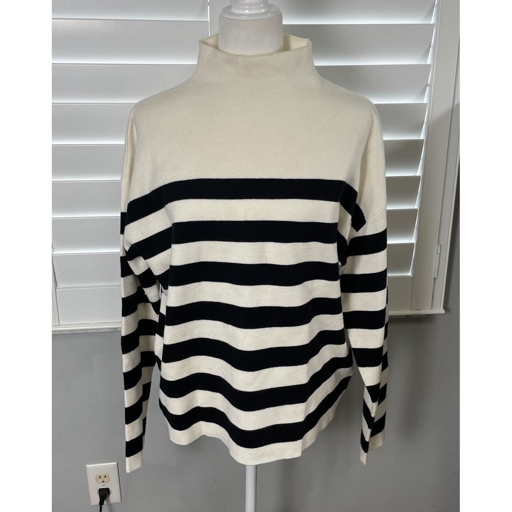 Nicole Miller Black & Off White Mock Turtle Neck Soft Sweater Women's Size‎ XL